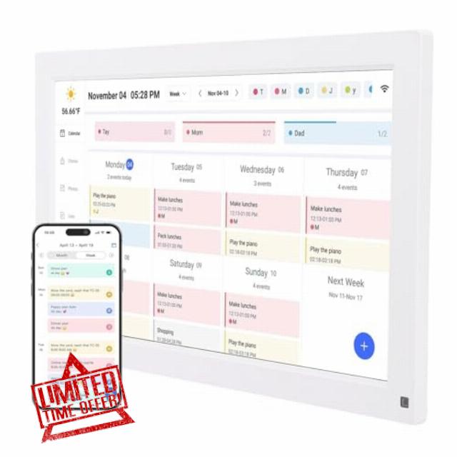 Naroote 15.6 Inch Wall Planner Digital Calendar Chore Chart