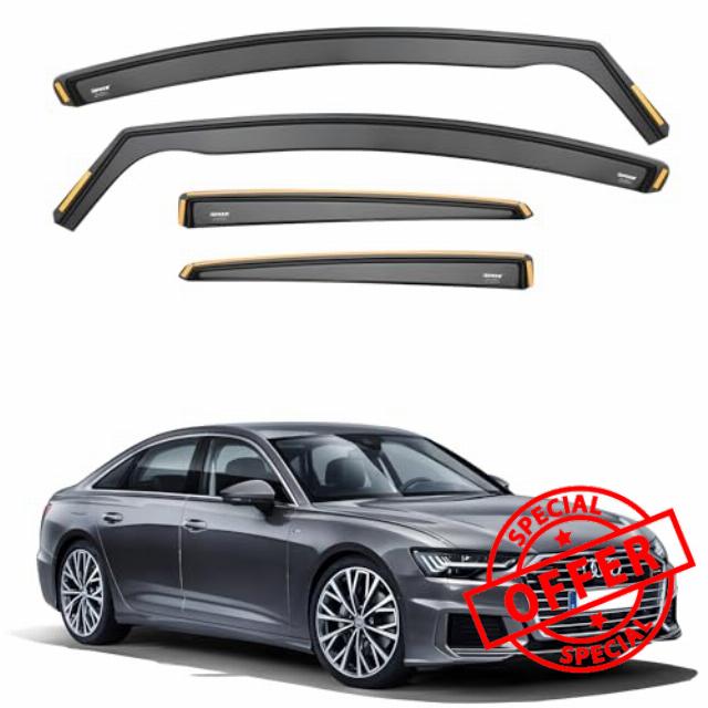 ISPEED Wind Deflectors for AUDI A6 C8 2018-2025 4-Door Saloon 4-pc - Keep Your Car Ventilated in Rain - Reduce Wind Turbulence - Tinted