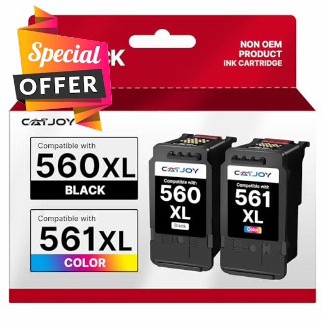 560 561XL Replacement for Canon 560 561 Ink Cartridges PG-560XL CL-561XL for Canon Pixma TS7451 TS7450 TS5350 TS5351 TS5350a TS5351 TS5352 Printer (Black Colour