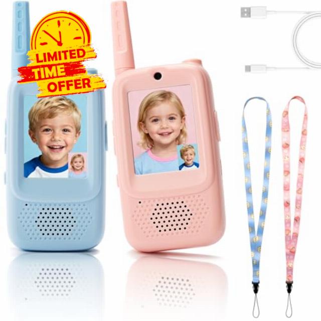 2-Pack Kids Walkie Talkies with Video Calling