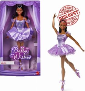 Barbie Signature Birthday Wishes Fashion Doll with Black Hair in Dress with Pastel Rainbow Effect