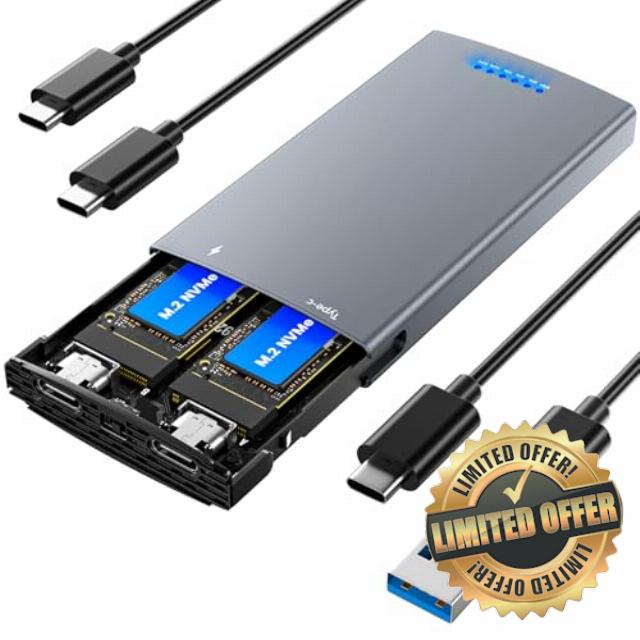 Dual Bay M.2 Nvme SSD Enclosure