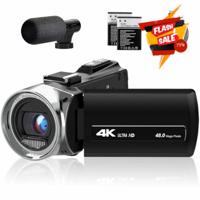 4K Video Camera Camcorder 48MP Vlogging Camera for YouTube 18X Digital Zoom