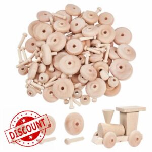 NBEADS 60 Sets Wooden Wheels Set for Crafts