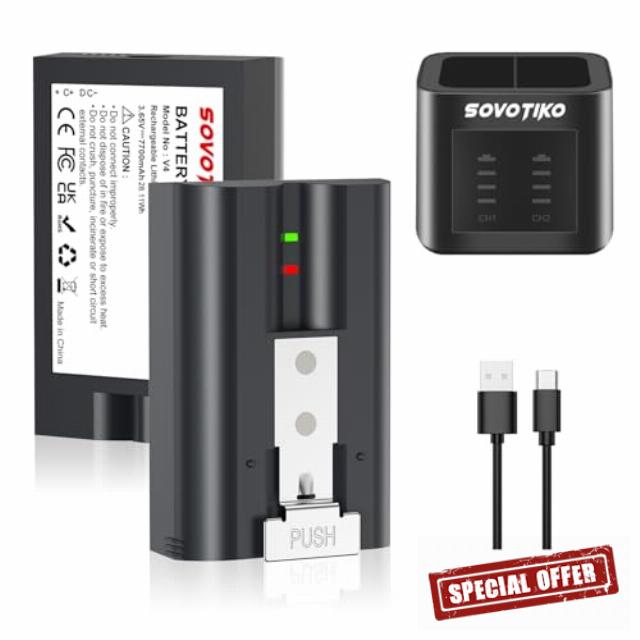 2-Pack Replacement Battery and Dual Port Charger for Ring-Doorbell Camera 2/3/3plus/4
