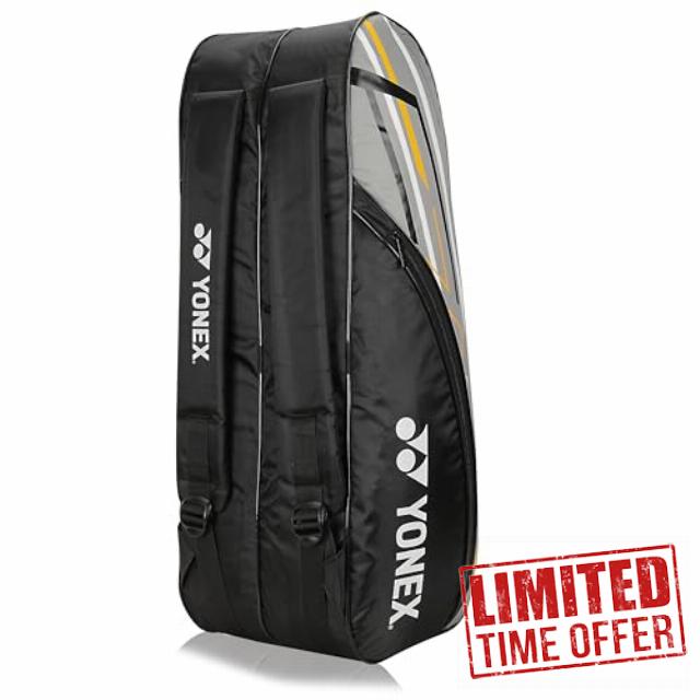 Yonex Stylish Badminton Kit-Bag |Double Zipper Compartment for Storage of 6 Rackets and Clothes|Side Pocket |Back Straps |Accessories Compartment |Made in India