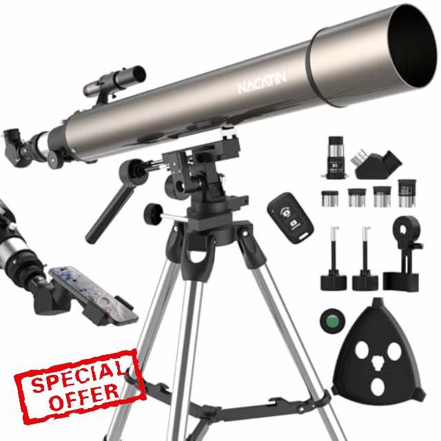 NACATIN 102mm Astronomical Refractor Telescope for Adults & Kids
