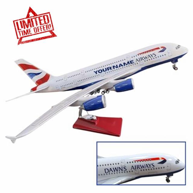 Authentic R & M Personalised Name British Airways A380 Airplane Model 1:160 Scale Replica