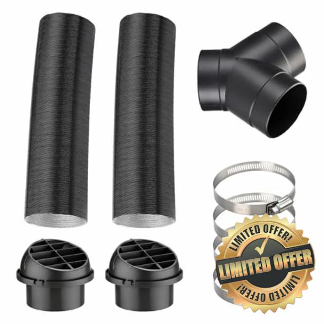 75mm Air Diesel Heater Set Diesel Heater Ducting Diesel Heater Exhaust Pipe Heater Night Heater Car Auto Pipe Ducting Y Branch 4 Clips