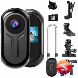 OBEST Mini Thumb Action Camera POV 1080P with 128GB Card Bike Helmet Camera Body Camera