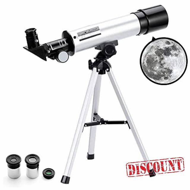 Telescope for Kids & Beginners Adults 50/360mm Astronomical Telescopes Zoom 90X HD Refractor Scope With Tripod