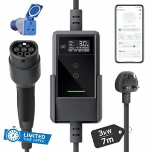 dé EV Charger 3 Pin Plug 3kW App [7m