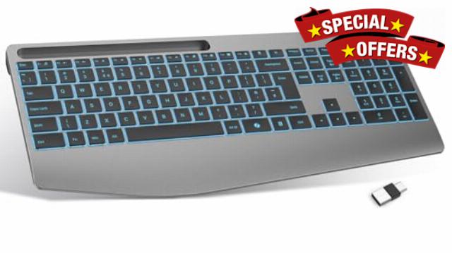 TECURS Wireless Keyboard with Wrist Rest