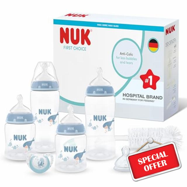 NUK First Choice Perfect Start Baby Bottles Set | 0-6 Months | 4 x Anti Colic Feeding Bottles (150ml