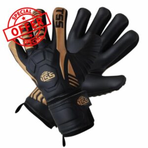 Soccer Goalie Goalkeeper Gloves for Adult &Youth high Performance Soccer Gloves with Pro-Teck Finger Spine Protection 2+4 MM Premium Strong Grip for Toughest Saves (Black Gold)