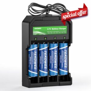 3.7V Rechargeable Button-top Battery with 18650Charger