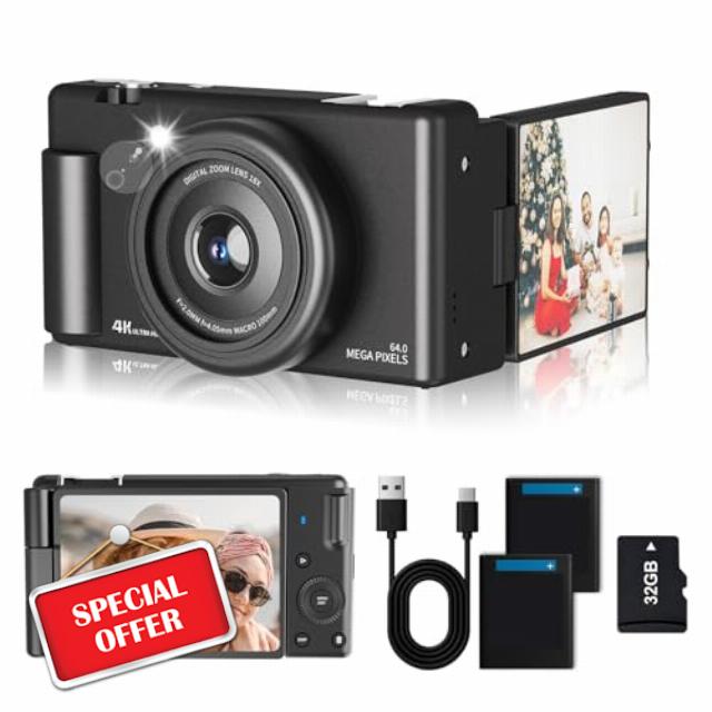 Compact Digital Camera with 270° Flip-Up Screen