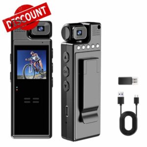 1080P HD Mini Body Camera Wearable Body Cameras 180° Rotatable Lens 6HR Continuous Recording Motion Detection Portable Mini Action Bodycam for Cycling Law Enforcement Personal Security