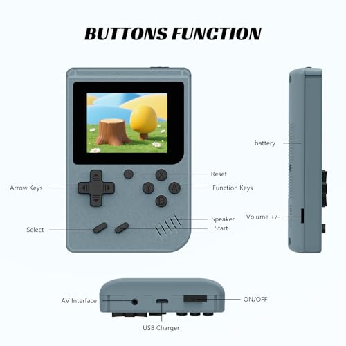 Portable Video Gaming Player with 3.0 Inch IPS Screen and Rechargeable Battery (Gray)