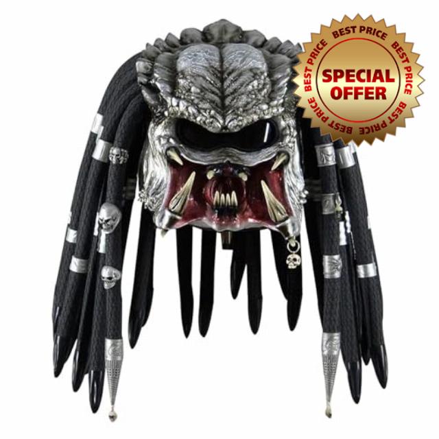 Predator Mask Helmet Scary Xenomorph Alien Mask Costume Movie Silver Monster Predator Helmet Latex Halloween Cosplay