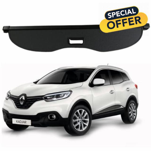 Car Parcel Shelf - Compatible with Renault Kadjar MK1 (2016-2020) | Sturdy Boot Cover with Clips and Cord for Extra Storage | Space Saving Renault Car Accessories Black
