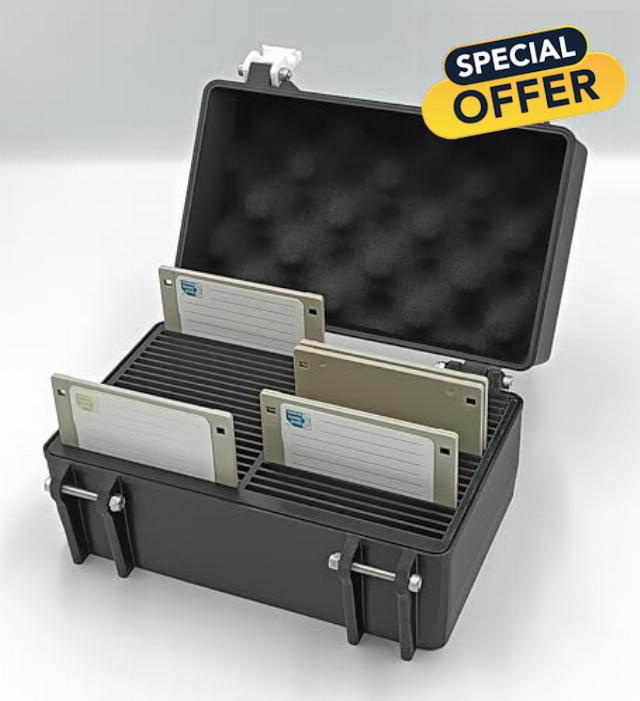 Rugged Protective Carrying Case for 3.5" Floppy Disks - Holds 40 Disks