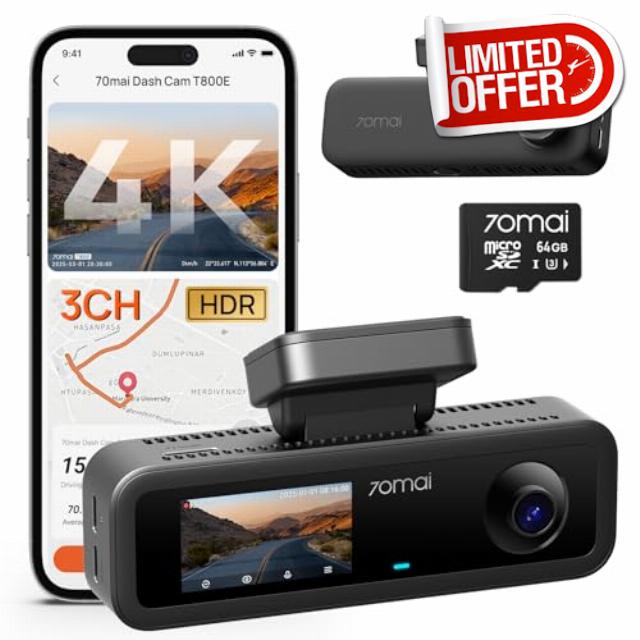 70mai T800E 4K 3 Channel Dash Cam