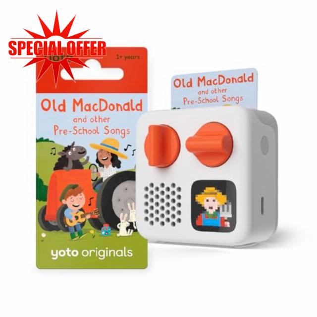 YOTO Mini (2024 Edition) + Old MacDonald Bundle – Kids Screen-Free Bluetooth Audio Player