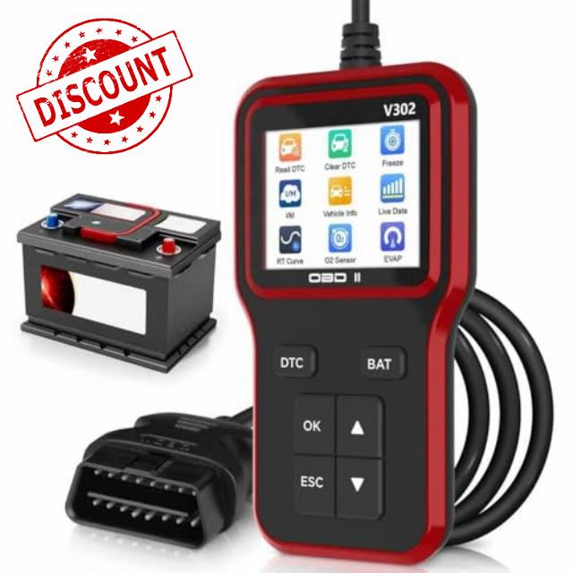 Professional OBD2 Scanner with Battery Test | Full System Diagnostic Tool for Engine Light & Emissions | Reads/Clears Fault Codes | Compatible with All OBD II Cars from 1996
