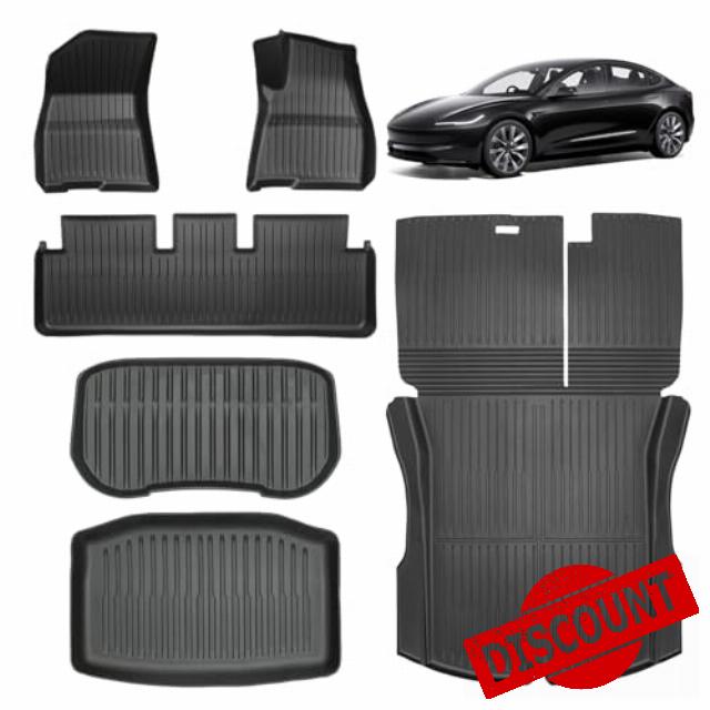 Car Floor Mats Custom Fit for Tesla Model 3 2021-2025 All Weather Protection Non-Slip&Odorless Eco-Friednly 6-Piece Resistance Rain Snow & Easy-Clean Trunk Liner Accessories
