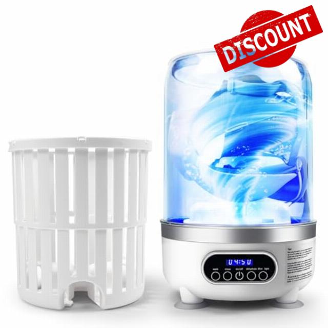 Underwear Washer and Dryer | Portable 3L Mini Washing Machine with Blue-light | Deep Cleans for Socks