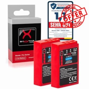 Baxxtar 2x BLS-5 Battery 1100mAh 7.4V Replacement for Olympus BLS5 Compatible with Olympus OM-D E-M10 Mark II III IV Pen E-P3 E-PL2 E-PL3 E-PL5 E-PL6 E-P7 E-PL7 E-PL8 E-PL10 EPM1 EPM2