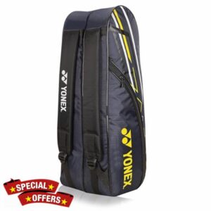 Yonex Stylish Badminton Kit-Bag |Double Zipper Compartment for Storage of 6 Rackets and Clothes|Side Pocket |Back Straps |Accessories Compartment |Made in India