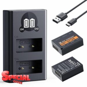 K&F CONCEPT 2-Pack NP-W126 NP-W126S Battery and Charger Set
