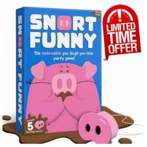 Snort Funny – Laugh and Lose Party Game 150 Challenge Cards 5 Pig Nose 60 Tokens Mud Family Game Fun Family Game 2-8 Players from 8 Years Old Family Friends Couples (1)