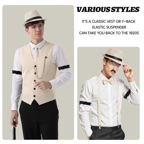 Crutch Pocket Watch Beard Beret Glasses Tie Clip for Mafia Costume 1920s Gangster Peaky Blinders Carnival Halloween Theme Party