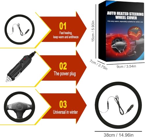 12V Car Steering Wheel Warmer Hand Warming Protector Fits