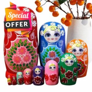 Nesting Dolls | 10-Piece Cartoon Handmade Wooden Educational | Kids Stacking Toys Russian Dolls | for Children Adults Girls Home Decorations School Birthday Christmas