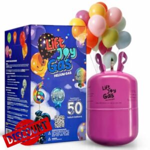 Lift Joy Disposable Helium Gas Canister - Fills Up to 50 x 9 Inch Latex or 18 Foil Balloons - Portable Party Balloon Helium Cylinder