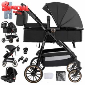 3 in 1 Baby Travel System(Newborn to 3 Years Baby Pushchair)–High-View Pram
