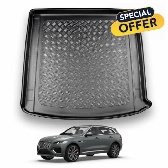 NOMAD Jaguar F-Pace (2020+) Boot Liner Tailored Fit Car Floor Mat Protector Non Slip Waterproof Raised Edges Compatible Custom Fit Accessory Black Dog & Pet Friendly Easy Install All-Weathe