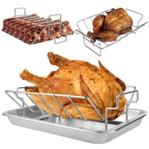 Large 304 Stainless Steel V Rack for Roasting Turkey and Rib