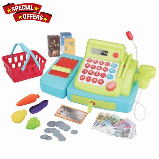 Kids Cash Register With Scanner Role Play Toy – Educational cash register for kids Learning Shopping Playset – Interactive toy till cash register with scanner For Imaginative Play