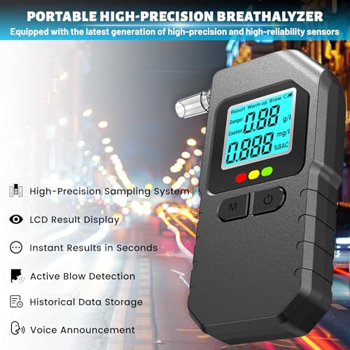High Precision Breathalyzer with Professional Digital LCD Display