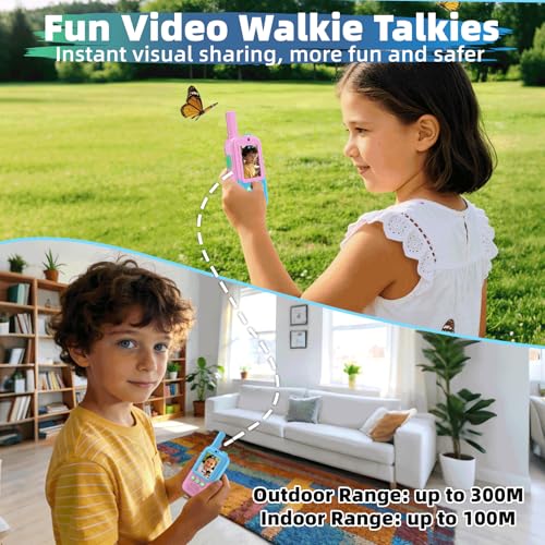 Rechargeable Kids Walkie Talkies with 4 Voice Effects &HD Camera