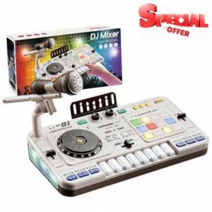 Interactive Electronic DJ Mixer Toy for Kids with Microphone and Realistic Sound Effects