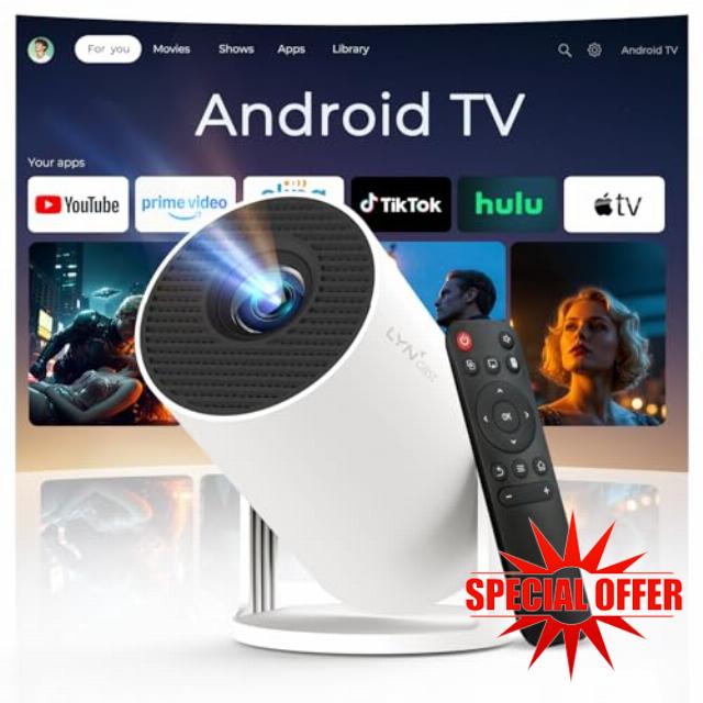 Mini Projector with WiFi 6 and Bluetooth 5.4 Built-in Android 11 OS Upgraded 300Pro+