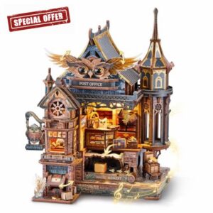 LED 3D Wooden Puzzle Owl Post Office - Dynamic Model with Mechanical Gears