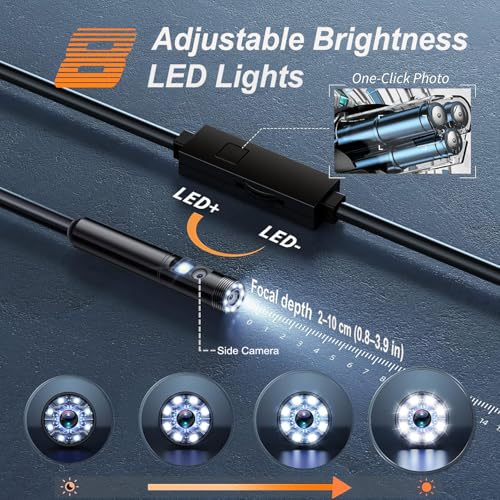 7.9mm IP67 Waterproof Probe Borescope for Android and iOS (16.5 ft / 5 m)