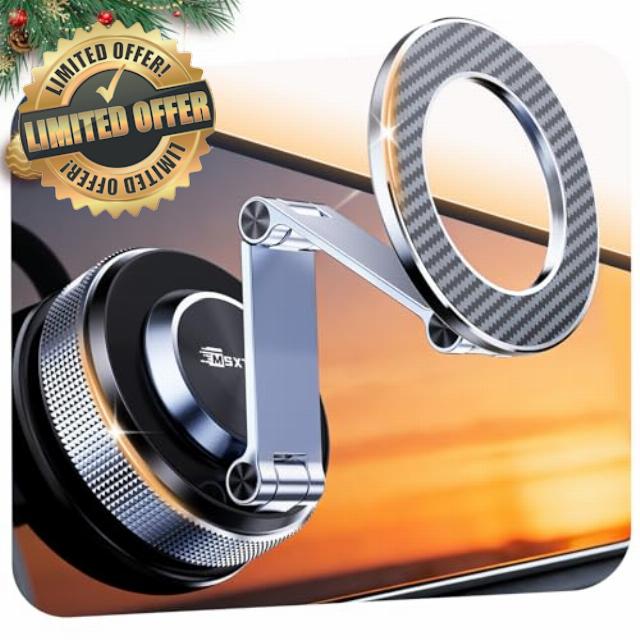 Car Phone Holder – Vmag S3 Magnetic Phone Holder for Cars with Strong Magnets & Alloy Dual‑Fold Arm